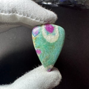 Gorgeous Top Grade Quality 100% Natural Ruby Fuchsite Pear Shape Cabochon Loose Gemstone For Making Jewelry 40 Ct. 33x22x6 mm