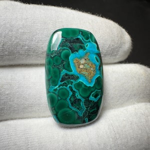 AAA+ Natural Chrysocolla Malachite Cabochon, Azurite Malachite Gemstone Malachite Chrysocolla Loose Gemstone Jewelry 30CTS {29x18x6}mm