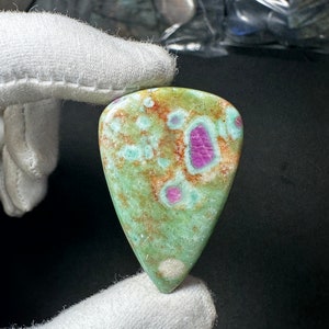 Gorgeous Top Grade Quality 100% Natural Ruby Fuchsite Pear Shape Cabochon Loose Gemstone For Making Jewelry 60 Ct. 42x28x5 mm