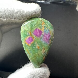 Gorgeous Top Grade Quality 100% Natural Ruby Fuchsite Pear Shape Cabochon Loose Gemstone For Making Jewelry 45Ct. 38x24x6mm