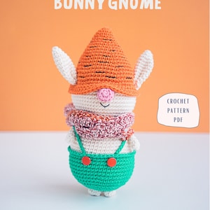 Crochet Bunny Gnome, Crochet Easter Bunny, Crochet Easter Pattern, Amigurumi Easter Pattern,  Gnome Pattern