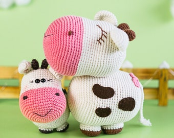 2 PDF Crochet Patterns: Mom and Baby Cow Pattern, Amigurumi Cow Pattern, Cow Pattern, Cow Crochet Pattern, Mother and Daughter