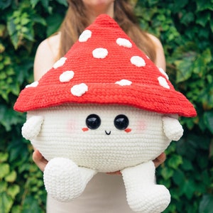 Large Mushroom Crochet Pattern, Amigurumi Mushroom Pattern, Fly Agaric Crochet Pattern, Cuddle-sized plushie