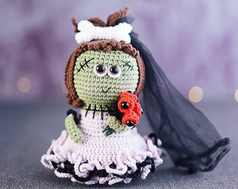 Little Zombie Crochet Pattern, Zombie Bride, Crochet Zombie, Amigurumi Zombie Pattern, Halloween Pattern, Halloween Crochet Pattern