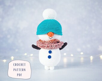 Crochet Snowman Gnome, Crochet Snowman, Gnome Crochet Pattern, Amigurumi Gnome, Christmas Gnome Pattern