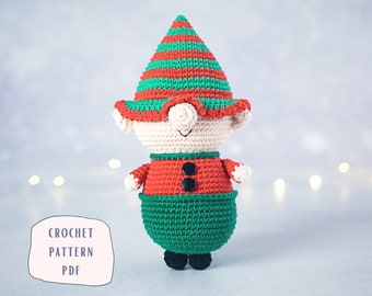 Crochet Christmas Elf, Crochet Elf Gnome, Gnome Crochet Pattern, Amigurumi Christmas Elf, Christmas Gnome Pattern