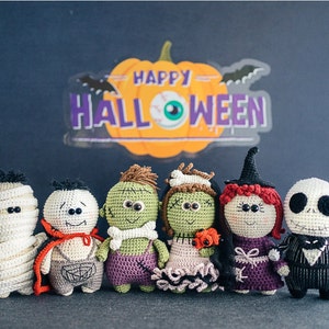 6 PATTERNS: Crochet Mummy, Crochet Vampire, Crochet Zombies, Crochet Witch, Crochet Skeleton, Crochet Halloween Pattern, Jack Skellington