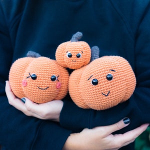 CROCHET PATTERN Halloween Pumpkins, The Pumpkin Family, Crochet Pumpkin Pattern, Amigurumi Pumpkin, Halloween Crochet Pattern, Fall Pattern