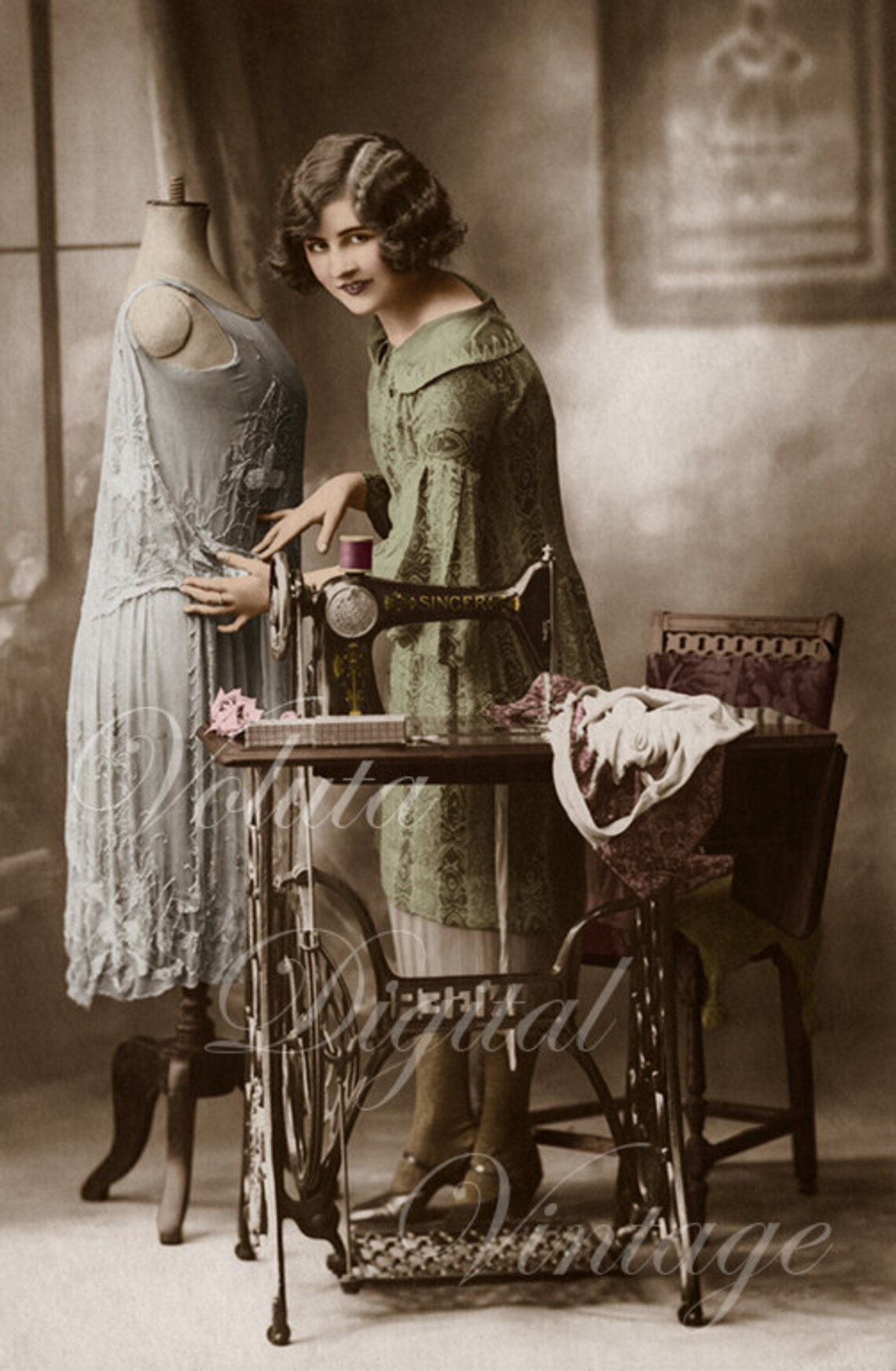 Seamstress with mannequin. Digital download Edwardian Etsy