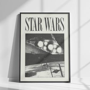 Star Wars-poster, minimalistische filmposter, afdrukbare muurkunst, retro filmposter, duinprint, vintage filmkunst, brutalisme, George Lucas
