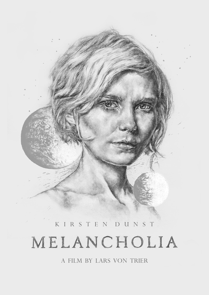 Melancholia Print, Kirsten Dunst, Lars Von Trier Print, Melancholia Movie Poster, Planet Print, Blue Wall Art, Astrology Print, Film Prints image 1