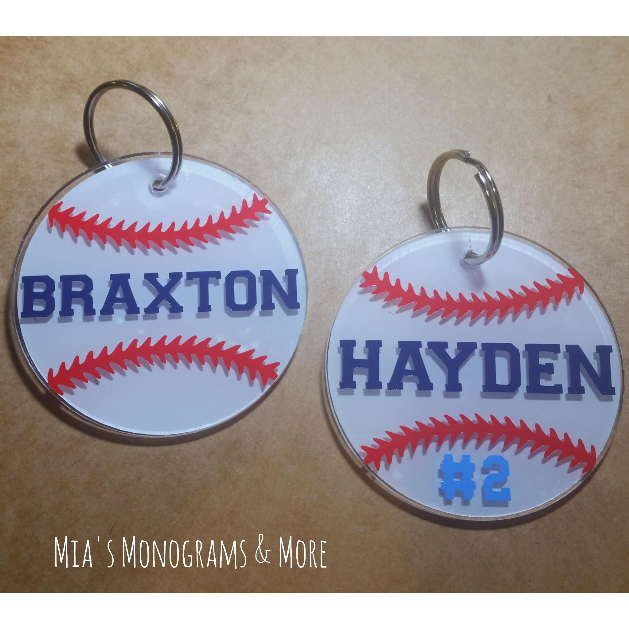 Baseball Keychain Personalized With Name Number and Colors of Etsy