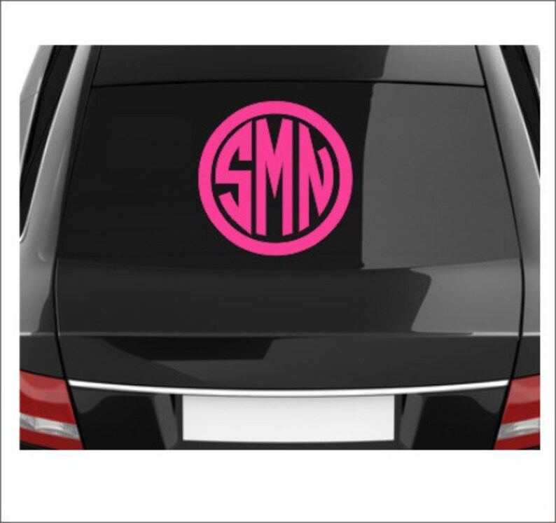 Car Monogram Decal Custom Round Circle Monogram Bumper Sticker Etsy