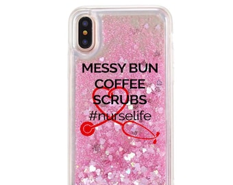 Nurse RN NP iPhone case Nurse Life Messy Bun Coffee Scrub Gift for Nurse RN iPhone 15 Pro Max case iPhone 15 iPhone 14 iPhone 15 Pro 15 Plus