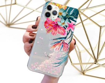 Hawaiian Tropical iPhone 14 case iPhone 15 case iPhone 15 Pro case iPhone 15 Pro Max case iPhone 14 case iPhone 13 12 11 case Floral Glitter