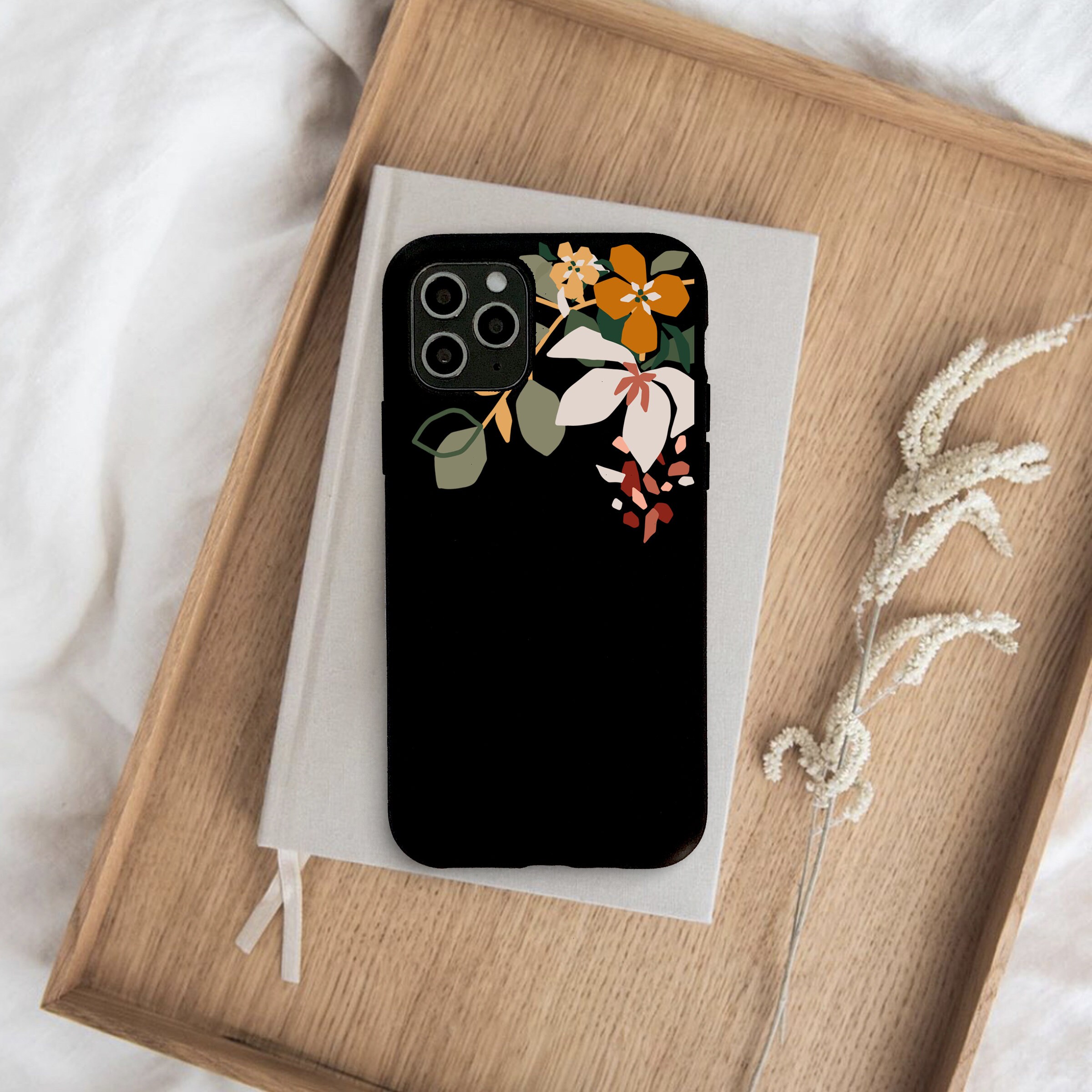 Iphone 12 Case Black Iphone Case Iphone 12 Pro Case Floral Etsy
