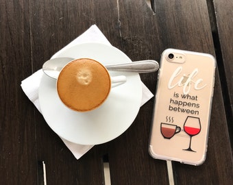 iPhone 15 case Coffee Wine Phone case iPhone 14 Pro Max case iPhone 14 case iPhone 13 Pro Max iPhone 13 12 SE Life Happens Coffee Wine Helps