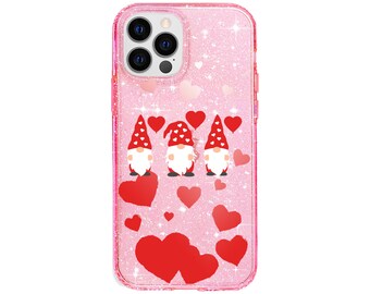 Pink and Red Valentine's iPhone 15 Pro Max case iPhone 15 case iPhone 15 Pro case iPhone 14 iPhone 13 Cute Heart Gnomes iPhone 12 11 8 SE 10