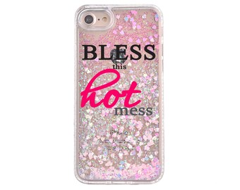 Bless This Hot Mess | iPhone 14 case | iPhone 14 Pro Max case | iPhone 12 Pro case | iPhone 13 case | iPhone 11 | iPhone 12 | glitter Blingy