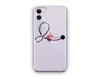 CLEAR iPhone case for Healthcare Professionals Dr Nurse RN NP Lpn iPhone 15 Pro case iPhone case with Stethoscope iPhone 15 iPhone 14 Pro 13