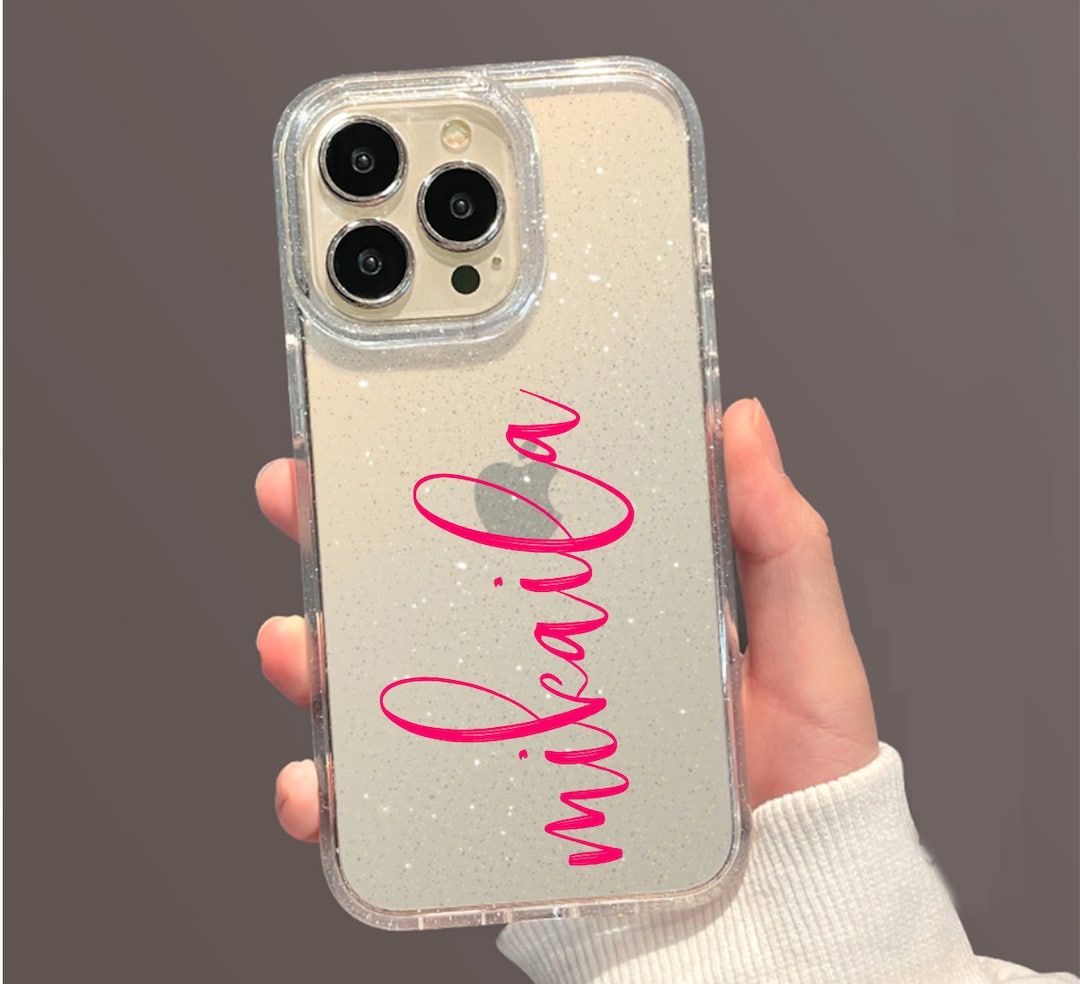 IPhone 14 Case Cute CLEAR Glitter Phone Case Personalized With Name in