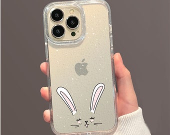 Easter Phone case Sparkly Glitter Cute Bunny Rabbit for iPhone 15 iPhone 15 Pro Max iPhone 15 Pro iPhone 13 iPhone 14 Pro iPhone 12 11 8 SE