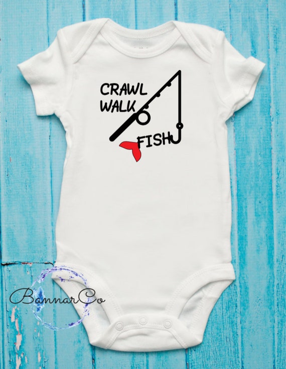 crawl walk fish onesie