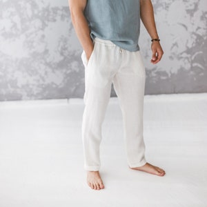 Mens white outlet drawstring beach pants