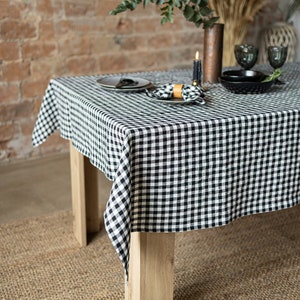 Linen tablecloth, Gingham tablecloth, Rectangle tablecloth, Checkered Tablecloth image 1