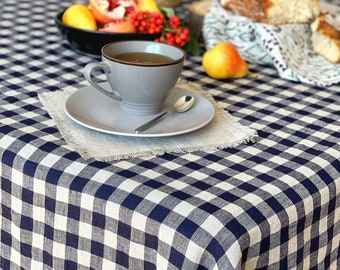 Linen Tablecloth 27 COLORS, Gingham tablecloth Soft flax tablecloth, Checkered Linen Tablecloth, OEKOtex linen tablecloth, Easter tablecloth