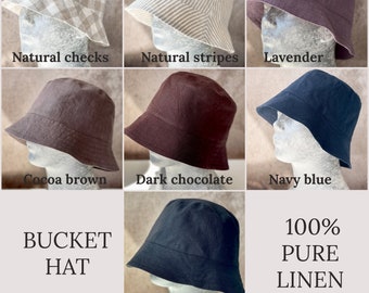 Bucket hat, Linen bucket hat, Unisex hat, Women Men bucket hat VARIOUS SIZES, Cap for summer, Hat for travelling, hiking, camping