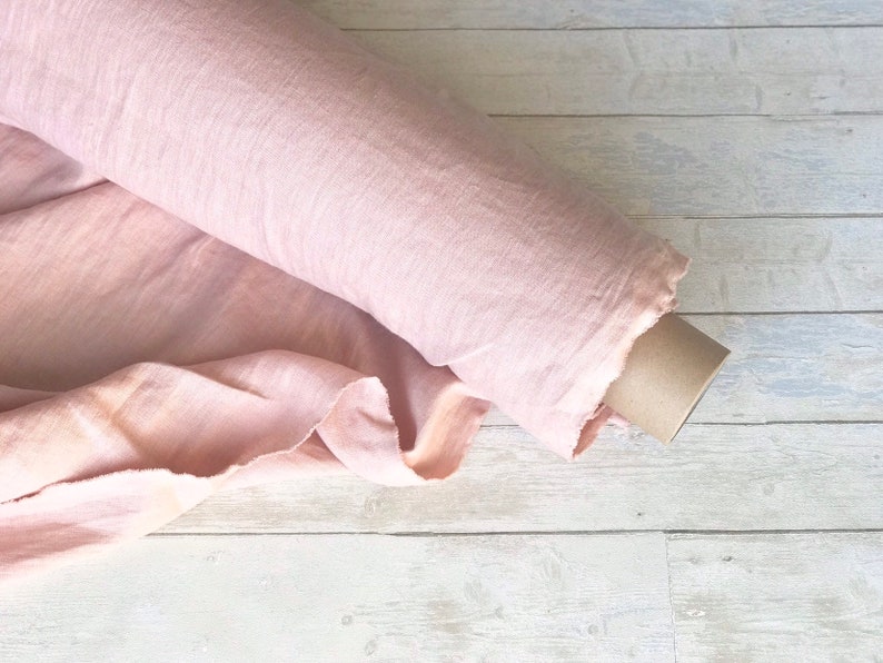 Dusty pink Linen fabric by the yard by the meter softened pure Etsy