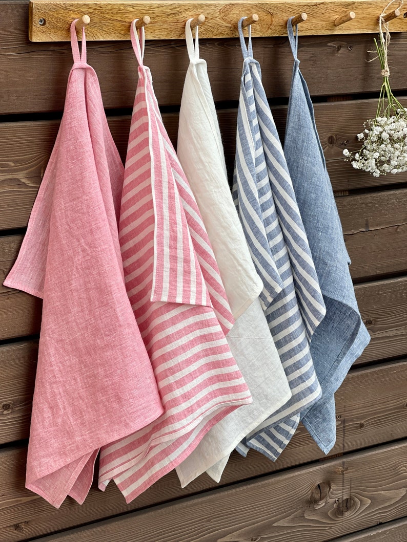 Linen tea towels 28 COLORS, Soft kitchen towels, Washed linen kitchen towels, Natural fabric dish towels, Hand towels, Guest towels, Gift image 8