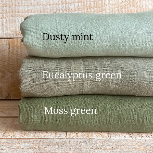 Green linen fabric, Linen fabric by Yard/Meter, 190 GSM/5.60 ozyd, OEKOTEX linen