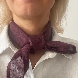 Bufanda de lino, Bandana de gasa de lino, Pañuelo ligero para el cuello