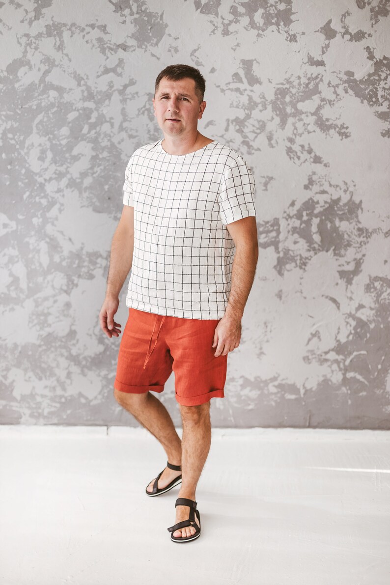 Loungewear Holiday Beach shorts Summer shorts Elastic waist shorts Leisure shorts Mens linen shorts Shorts for men Everyday shorts