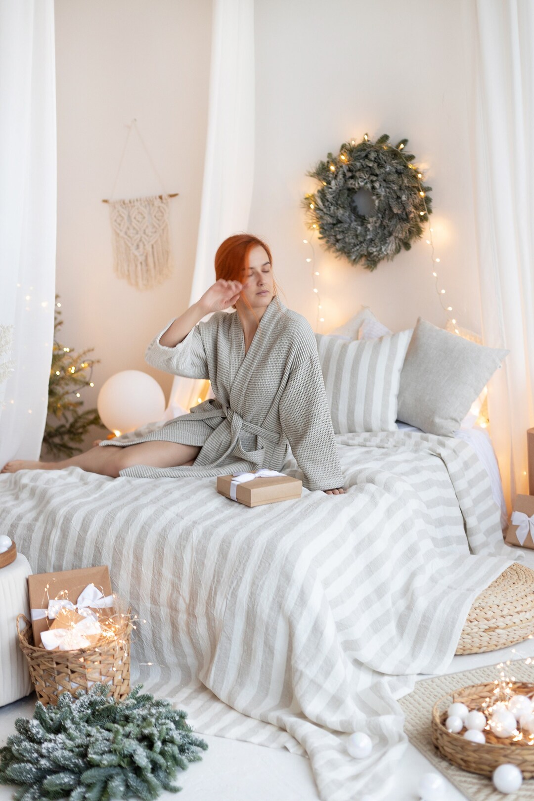 Linen Bathrobe, Thick Waffle Robe, Sauna Massage Gown, SPA Robe - Etsy