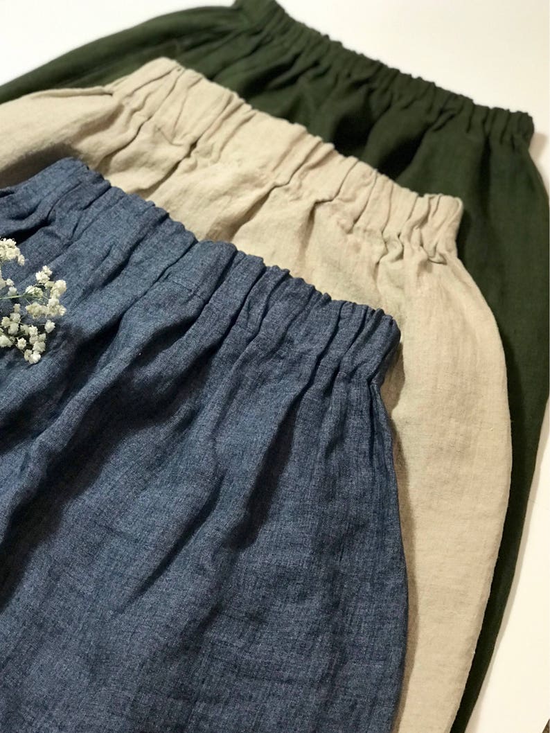 comfortable skirt wide elastic waistband linen clothing women Maxi skirt linen skirt maxi skirt with deep pockets prewashed linen skirt