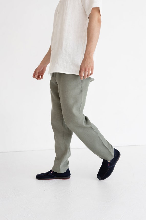 Buy Ocean Platinum Grey Trousers Linen Pants Linen Trousers Online in India   Etsy