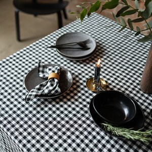 Linen tablecloth, Gingham tablecloth, Rectangle tablecloth, Checkered Tablecloth image 4
