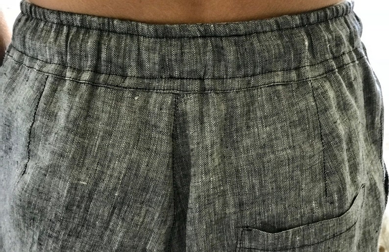 Mens Linen Pants Linen Trousers Drawstring Elastic Waist Etsy UK