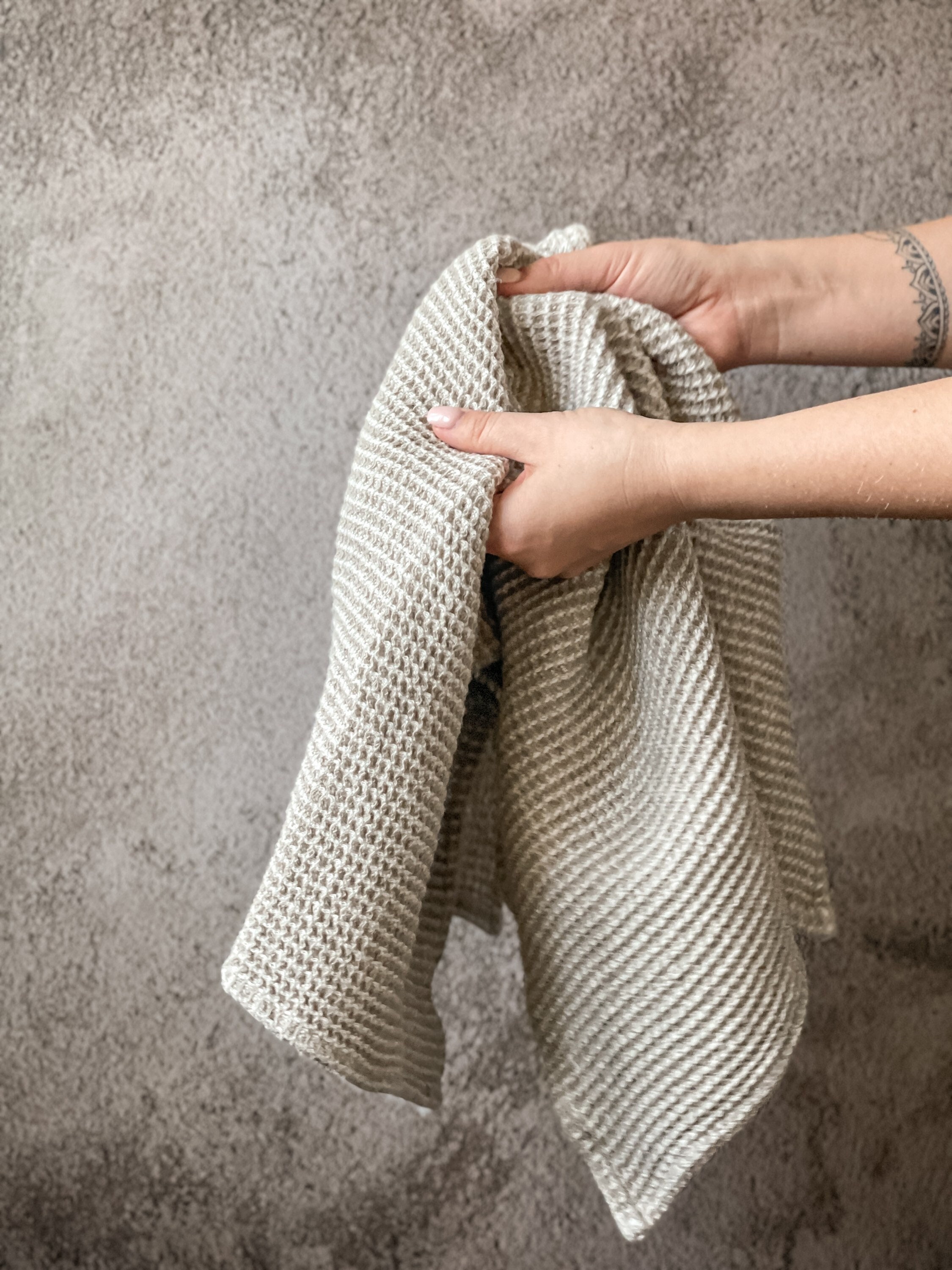 Natural Linen Bath Towels Rustic Waffle Body Towels Thick Massage
