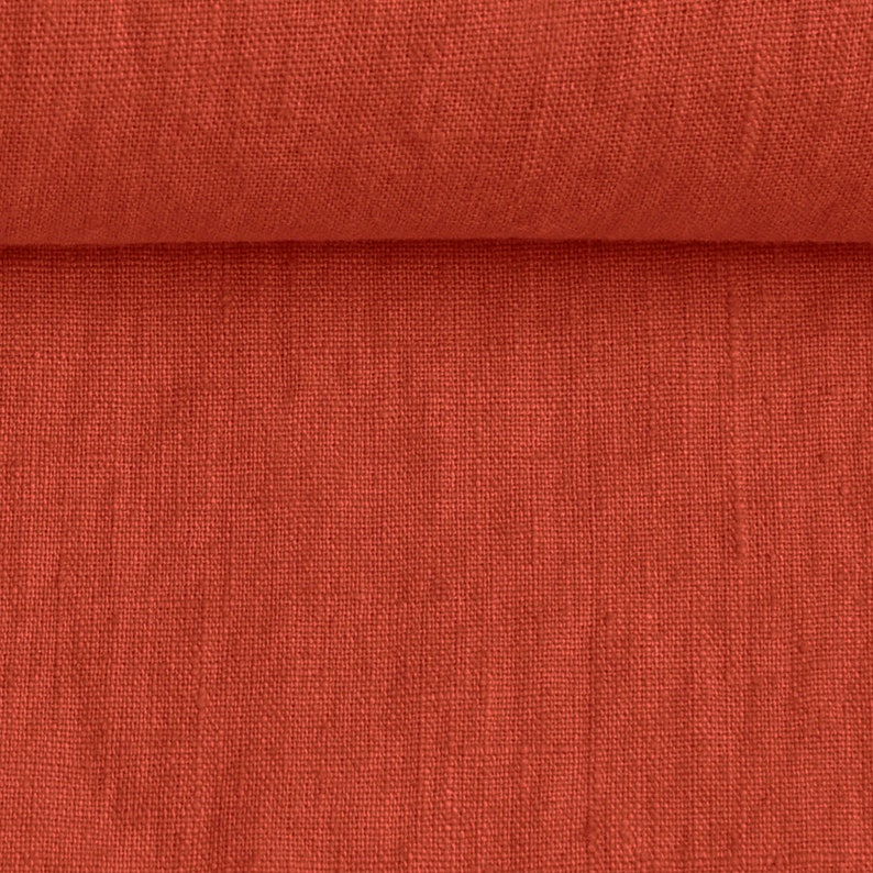 Rust Burnt Orange Linen Fabric by the Yard by the Meter Etsy
