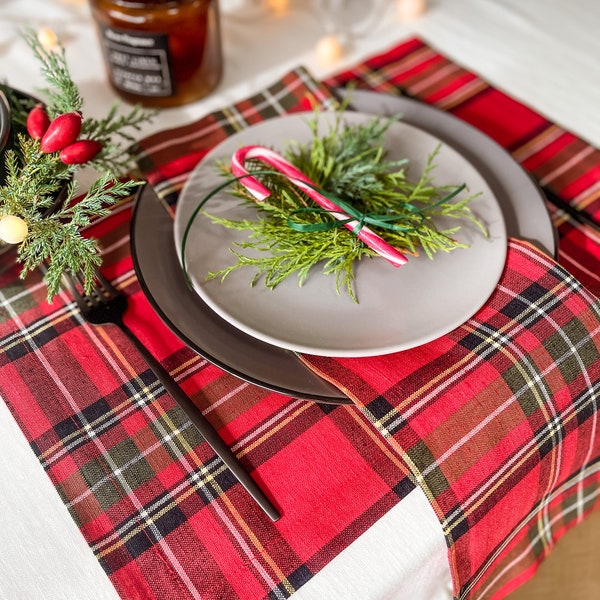 Red Plaid Placemat Etsy