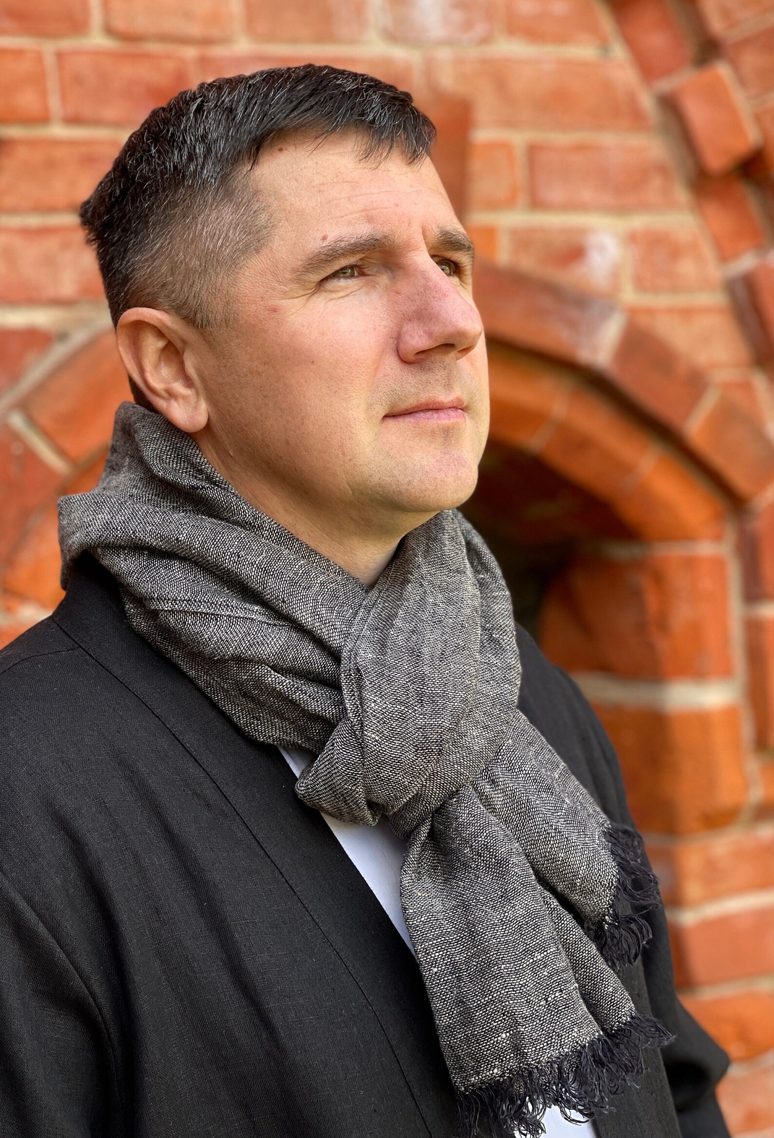 Black Gray Grey Linen Scarf for Men Women Lightweight Spring Etsy