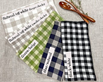 Gingham Napkins, Reusable napkins, Linen dinner napkins 17*17 inches