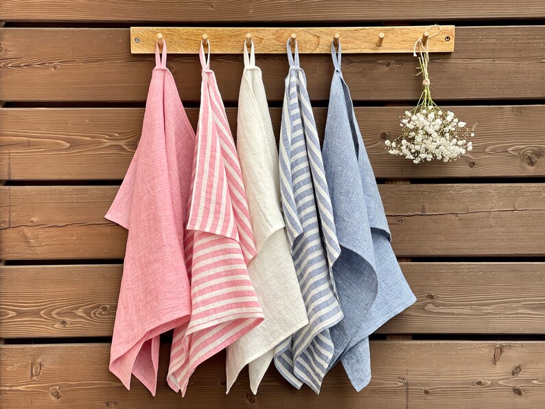 Linen tea towels 28 COLORS, Soft kitchen towels, Washed linen kitchen towels, Natural fabric dish towels, Hand towels, Guest towels, Gift image 7