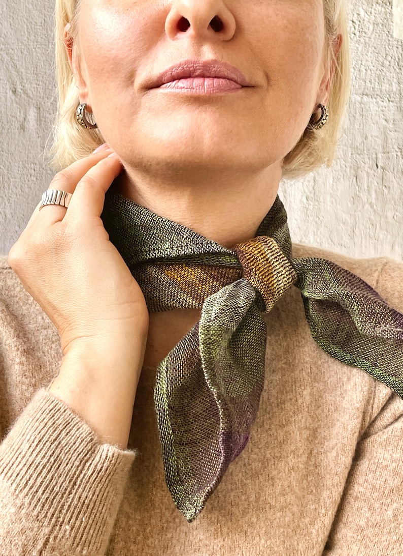 Bandana, foulard en gaze de lin, écharpe carrée légère image 6