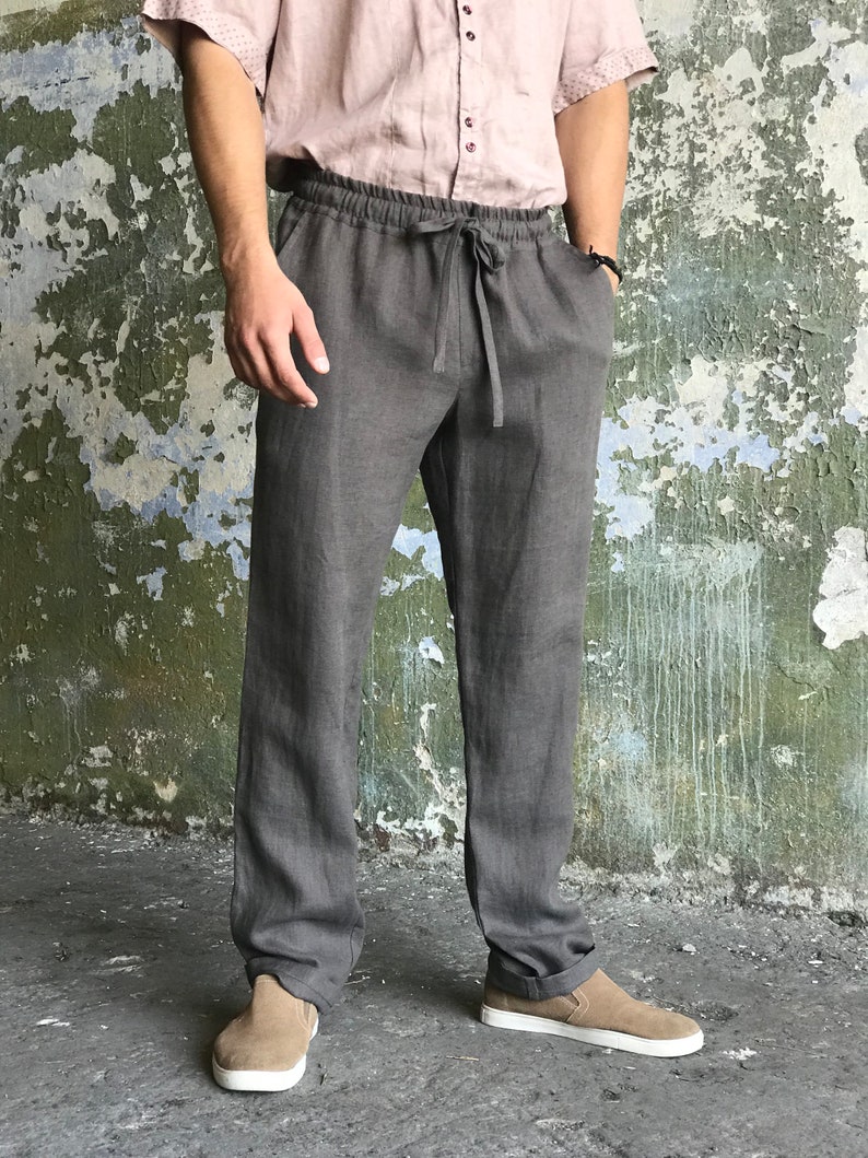 gray linen pants