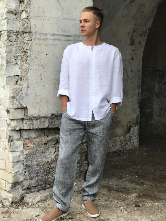Mens white drawstring store beach pants